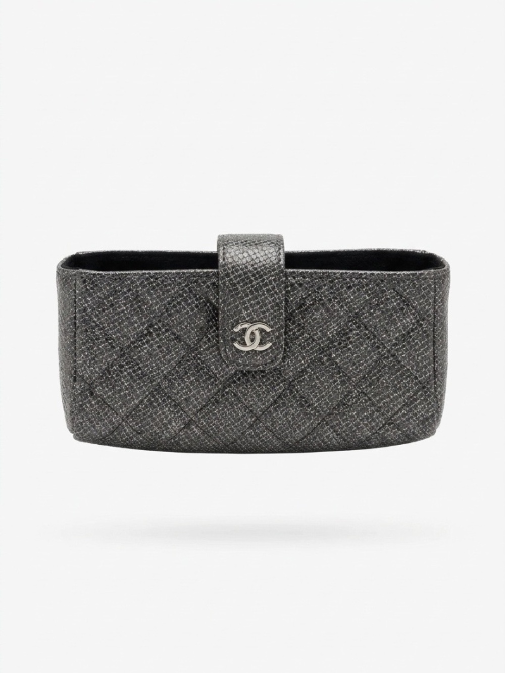 Chanel Black Shimmering Quilted Leather CC Phone Pouch 🌟